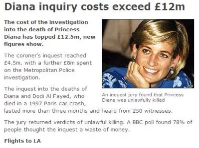 다이애나 사인 밝히는데 든 비용 ‘243억원’