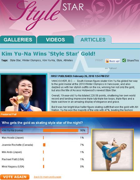 김연아 ‘피겨 베스트 스타일’ 美투표 1위