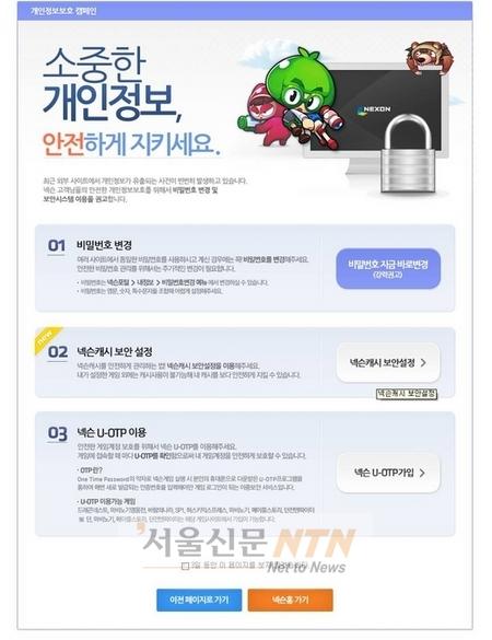 넥슨, 넥슨포털 개인정보 보호 대폭 강화