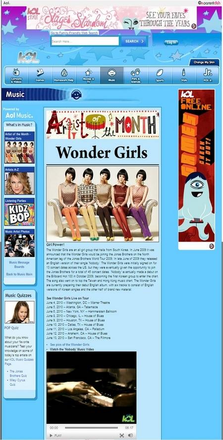 원더걸스, 美포털 AOL서 ‘이달의 가수’ 선정