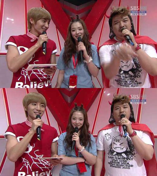 f(x) 설리, ‘붉은악마’ 상징 뿔머리 선보여 ‘깜찍’