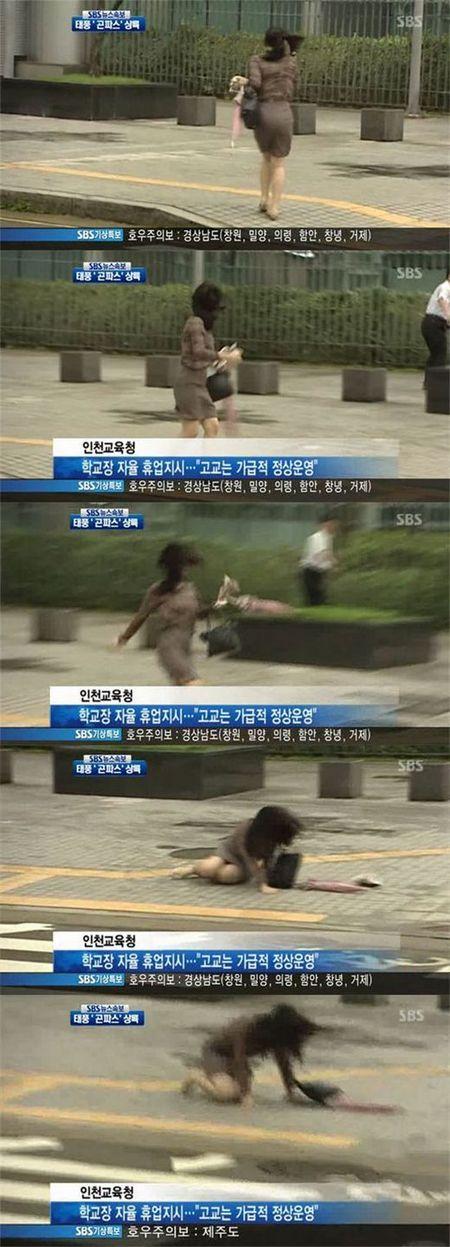 ‘곤파스의 충격’ 태풍녀, ‘꽈당’ 넘어져 “생명의 위협…”