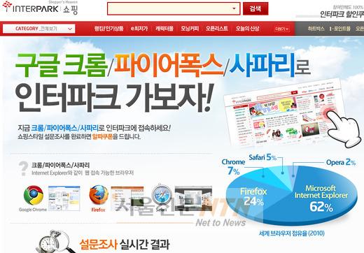 인터파크, ‘웹표준화’…타 웹 브라우저 온라인쇼핑 가능