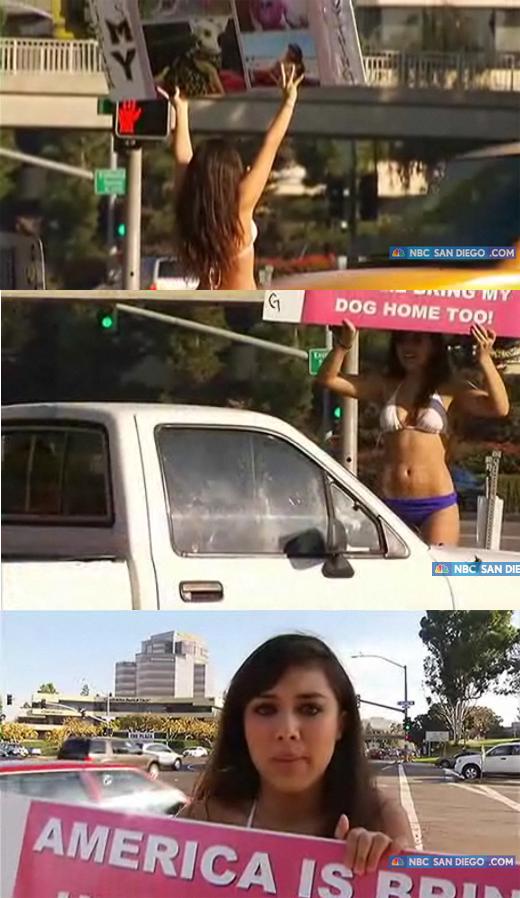 애견 찾기 위해 비키니 입은 미녀