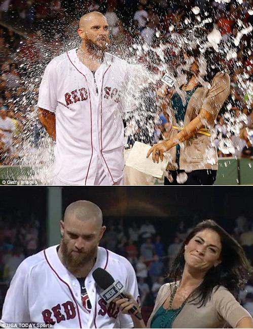 美판 ‘정인영 물벼락’…MLB 미녀 리포터 봉변