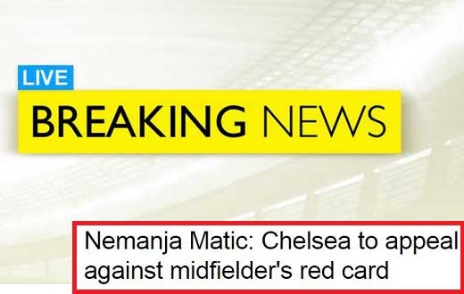 [BBC] 첼시, 마티치 퇴장에 항소. 리그컵 결승 결장여부 ‘미정’