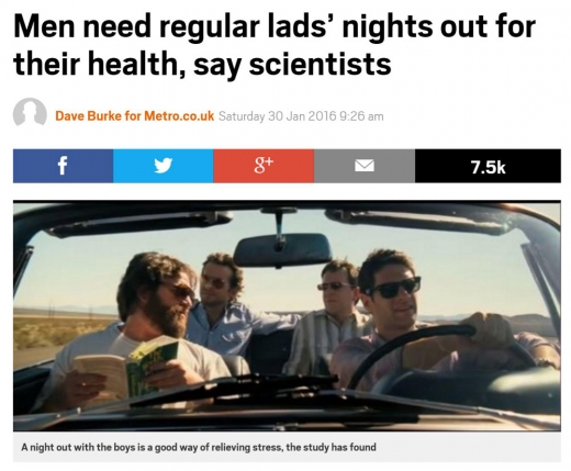 “남자는 가끔씩 친구들 만나야 더 건강해져” (독일 연구)