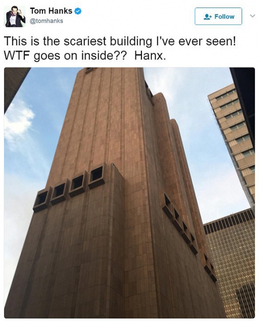 톰 행크스가 트위터에 올린 ‘창문없는 빌딩’…정체는?
