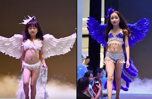 짙은 화장에 노출 속옷…中 어린이 란제리쇼 논란