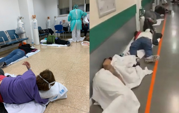 병원 복도 바닥에 누워 치료…참혹한 코로나19 스페인 환자들