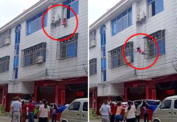 [여기는 중국] 아파트서 추락한 여아, 이불로 받아 살려낸 이웃들 (영상)