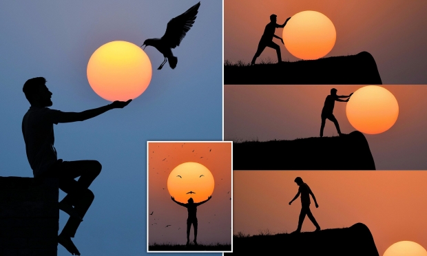 태양 가지고 놀듯…일몰 배경으로 멋진 사진 찍는 인도 작가 화제