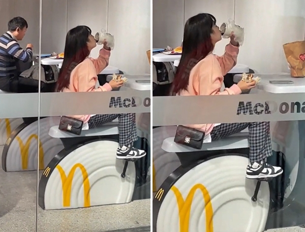 햄버거 먹으며 실내자전거 타는 中 맥도날드 정체는? [영상]