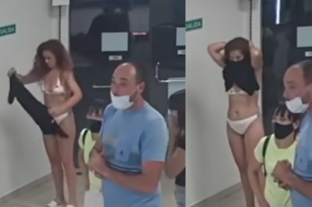 가게에서 훌렁훌렁 옷 벗은 여자... 방역수칙 해프닝