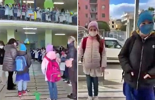 [영상] 우크라 난민 남매의 첫 등교…전교생 몰려나와 뜨거운 환영