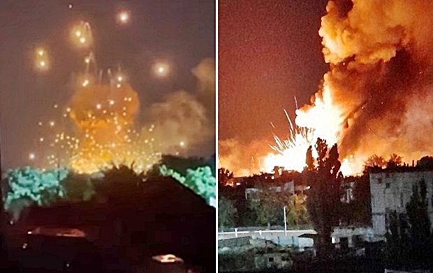 [포착] 탈환 나선 우크라, 헤르손 러軍 탄약고 정밀 파괴 (영상)