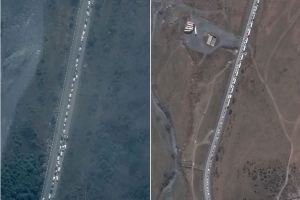 [포착] 위성에도 ‘러시아 탈출’ 차량 행렬…“지금 