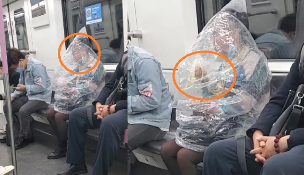 [여기는 중국] 코로나19 피하려…비닐봉투에 숨어 바나나 까먹은 中 지하철 승객