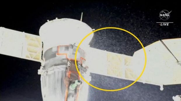 [영상] ISS 도킹 소유즈 우주선서 냉각수 줄줄…원인은 0.8㎜ 구멍