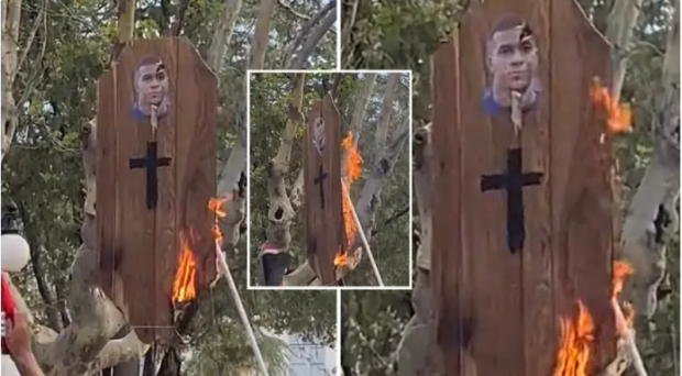 도넘은 조롱…아르헨서 가로수 위에 불붙은 음바페 관 포착