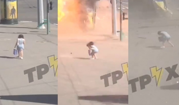 [포착] 우크라 시내 강타한 러 활공폭탄…CCTV 포착된 여성 구사일생
