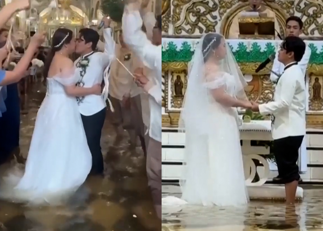 물 위에서 맺은 사랑…홍수가 나도 결혼식은 계속된다