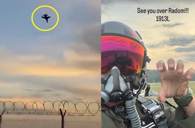 폴란드 F-16 조종사의 마지막 셀카…에어쇼 훈련 중 추락 폭발 (영상)