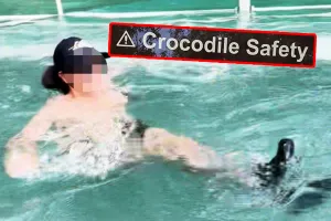 (영상) 강심장만 도전 가능…‘악어 주의’ 물길 수영