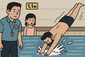수심 1.1m서 다이빙했다가 7살 딸 앞에서 사망…수영장 책