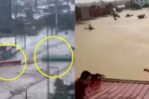 컨테이너도 ‘둥둥’…헬기도 추락시킨 우주에서 본 태풍 ‘갈매