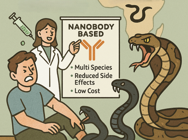 여러 뱀독 한꺼번에 중화하는 나노바디 항체 치료제 개발