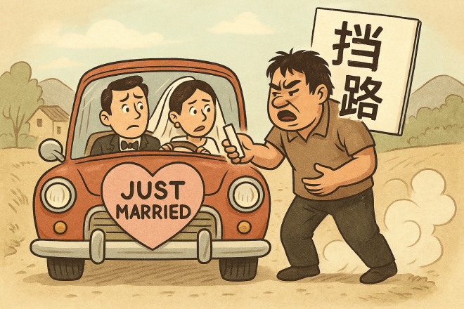 웨딩카에 담배 내놓으라며 ‘길막’… 대륙 곳곳서 여전한 결혼 ‘악습’