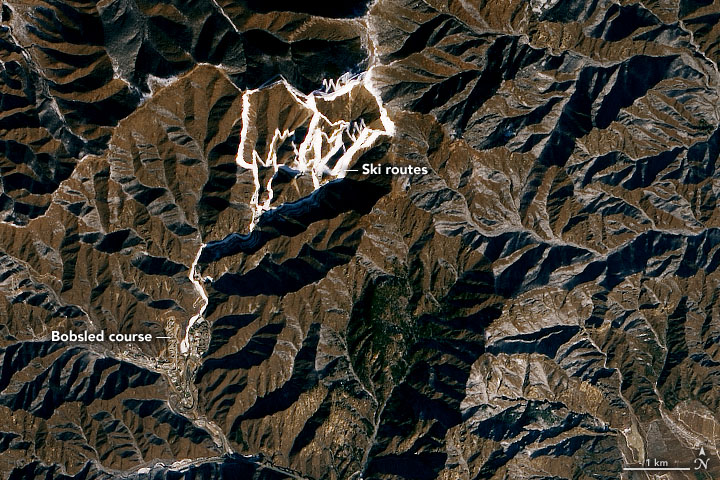 ‘100% 인공눈’ 베이징 동계올림픽 우주에서도 포착(사진=NASA)