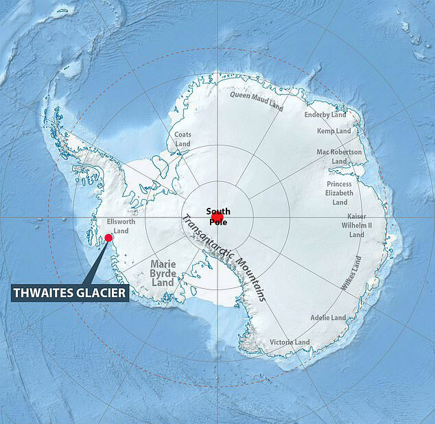 스웨이츠 빙하(Thwaites glacier)의 위치