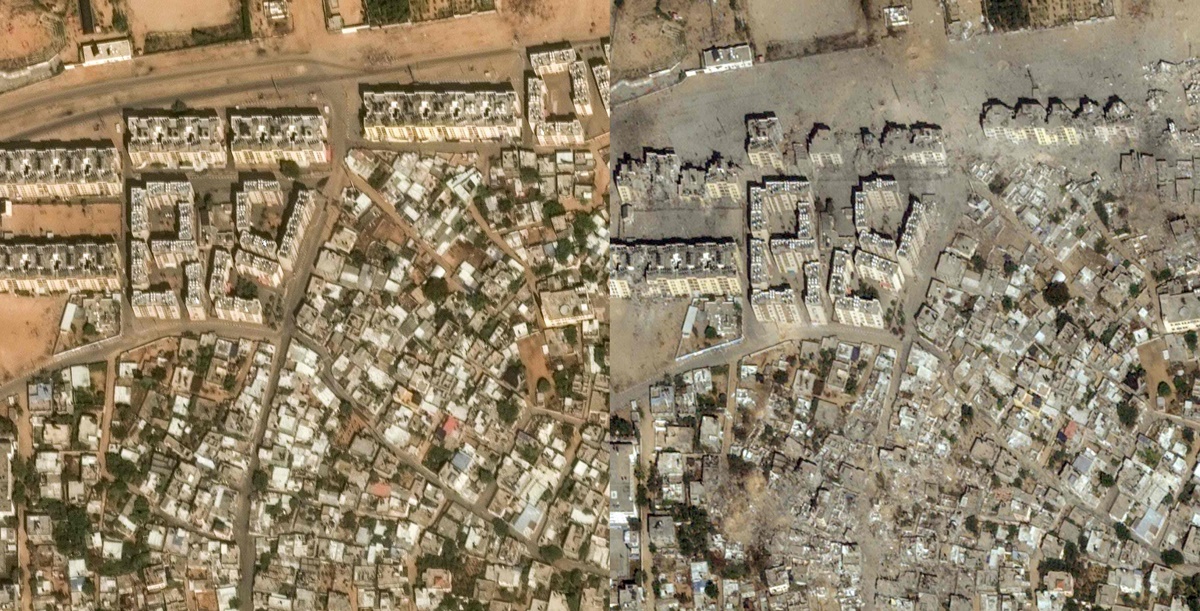 이스라엘의 공습으로 처참하게 파괴된 가자지구 이즈바트 베이트 하눈 지역. 사진=MAXAR TECHNOLOGIES