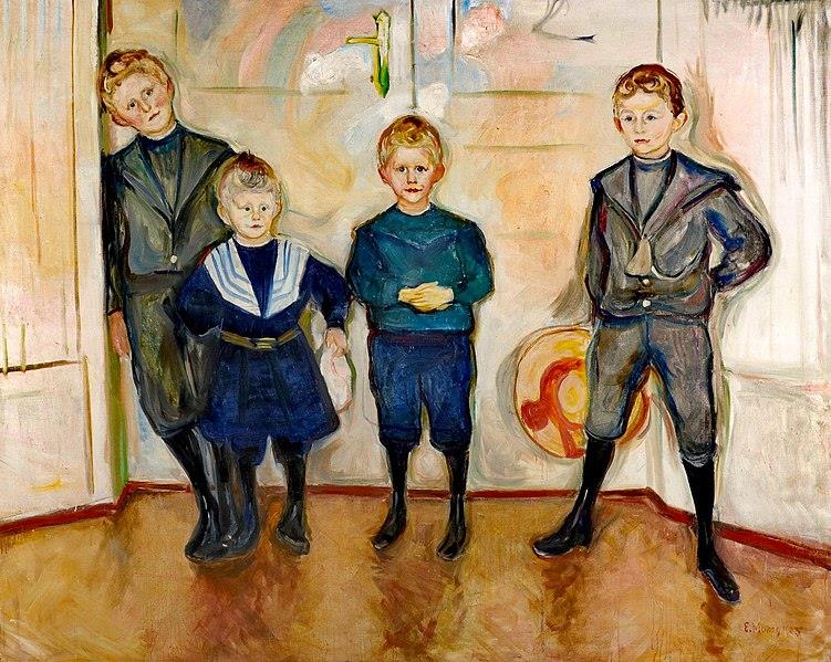 뭉크, ‘린데 박사의 네 아들’, 1903, 캔버스에 유채, 144x200cm, 뤼베크 벤하우스 미술관.
