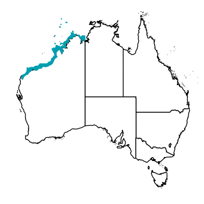 ‘검은 후악치과’(Opistognathus inornatus) 서식 분포도. 사진=Australian National Fish Expert Distributions