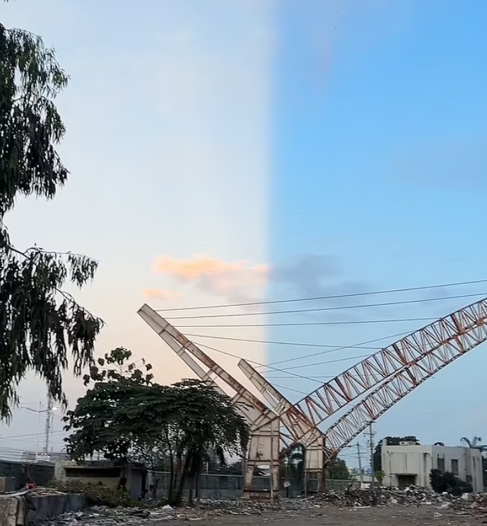 지난 10일(이하 현지시간) 필리핀 중부 만다우에시(市)의 하늘 한쪽은 밤, 한쪽은 낮처럼 보이는 길쭉한 세로선이 등장했다. 현지시민 레이란 로마라테 촬영