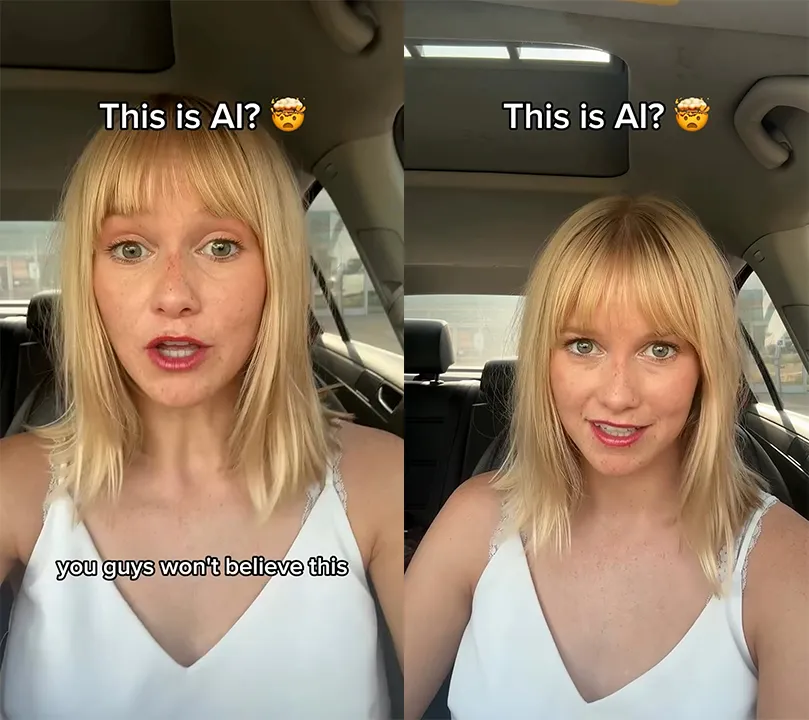한 미국 스탠드업 코미디언이 AI를 연기한 영상을 SNS에 공유했다. 사진=인스타그램 hanna_ljungholm thumbnail - 한 미국 스탠드업 코미디언이 AI를 연기한 영상을 SNS에 공유했다. 사진=인스타그램 hanna_ljungholm