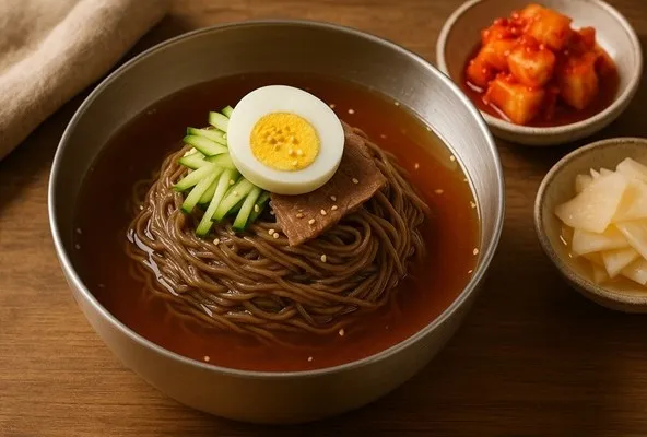 냉면은 여름 별미를 묻는 설문조사에서 빠지지 않고 1~2위를 다투는 우리나라 전통음식이다. 냉면은 북한 지역에서 시작됐으며 한국전쟁 당시 남한으로 내려온 실향민을 중심으로 널리 퍼졌다고 한다. 챗GPT 생성 이미지 thumbnail - 냉면은 여름 별미를 묻는 설문조사에서 빠지지 않고 1~2위를 다투는 우리나라 전통음식이다. 냉면은 북한 지역에서 시작됐으며 한국전쟁 당시 남한으로 내려온 실향민을 중심으로 널리 퍼졌다고 한다. 챗GPT 생성 이미지