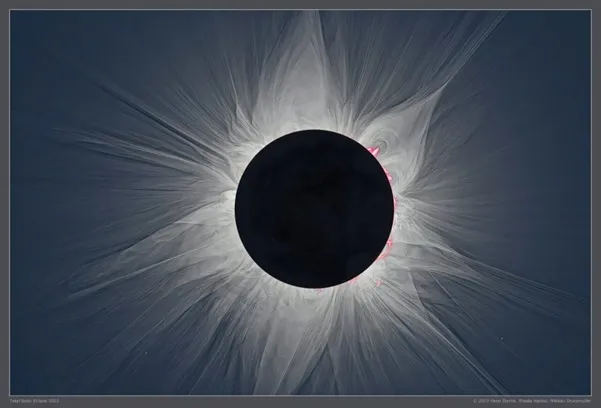 thumbnail - 2023년 개기일식 때 관측한 태양 코로나. Credit: Miloslav Druckmuller, Shadia Habbal, Pavel Starha