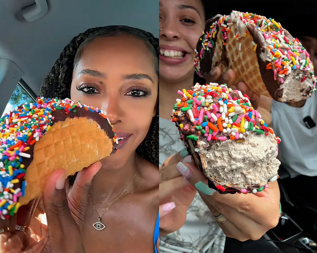 thumbnail - ‘초코 타코’(Choco Taco) 후기 영상. 틱톡 jtkravingzz, mukbangwithkay 캡처