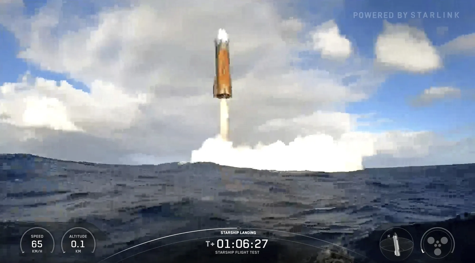 thumbnail - 26일(현지시간) 인도양에서 스페이스X의  ‘스타십’이 착수 전 정지 비행을 하고 있다. AP연합뉴스