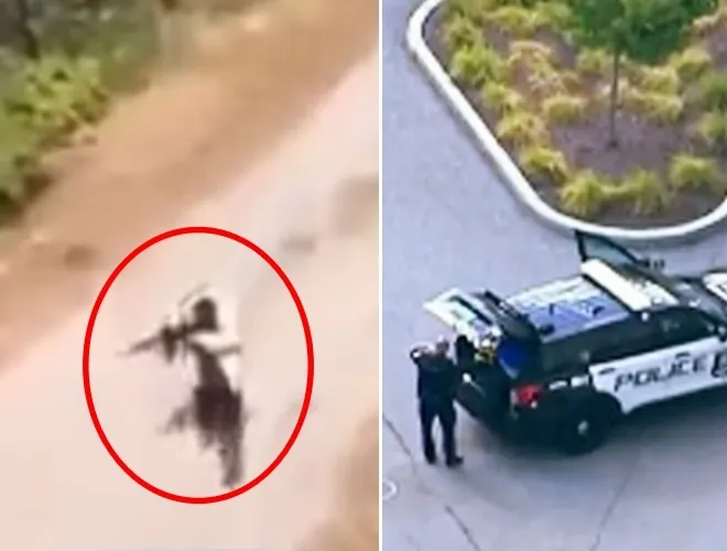 thumbnail - 현지시간으로 3일 미국 메사추세츠대학 로웰 캠퍼스 인근에서 총을 든 사람(왼쪽)이 활보하는 영상이 유포돼 당국이 조사에 나섰다.