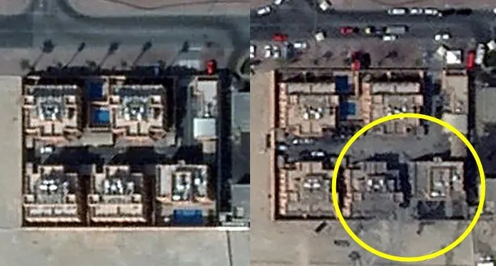 thumbnail - 지난 9일(현지시간) 이스라엘이 카타르 수도 도하의 주거용 건물을 공습한 가운데,  지난 1월과 10일 촬영한 위성 사진에 차이가 확연하게 드러난다. 플래닛랩스 PBC 제공