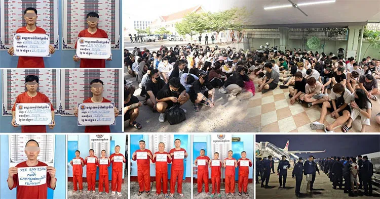 thumbnail - 캄보디아 경찰이 프놈펜과 주요 지방 도시에서 온라인사기 조직을 대대적으로 단속해 외국인 용의자들을 체포하고 있다. 이번 작전으로 20개국 출신 3,400여 명이 검거됐으며, 일부는 재판에 넘겨지고 다수는 본국으로 추방됐다. 사진=캄보디아 경찰청 제공