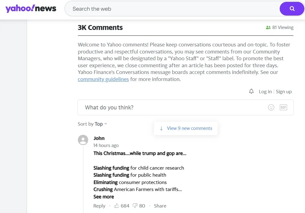 thumbnail - 모라 남다르 국무부 영사국 차관보 인사 소식을 다룬 기사에 야후뉴스 댓글이 3000개를 넘기며 뜨거운 반응을 보이고 있다. 온라인에서는 인사 배경과 비자 정책 방향을 둘러싼 비판과 우려가 잇따랐다. 야후뉴스 화면 캡처