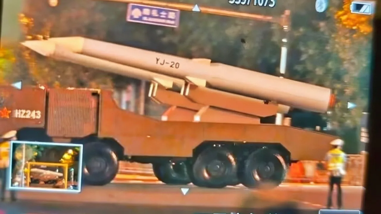 thumbnail - 중국의 극초음속 미사일 YJ-20. 소셜미디어 캡처