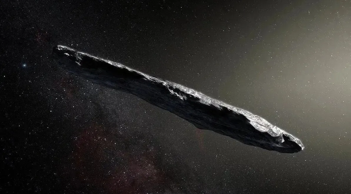 thumbnail - 오무아무아(Oumuamua)의 그래픽 이미지. M. Kornmesser/ESO