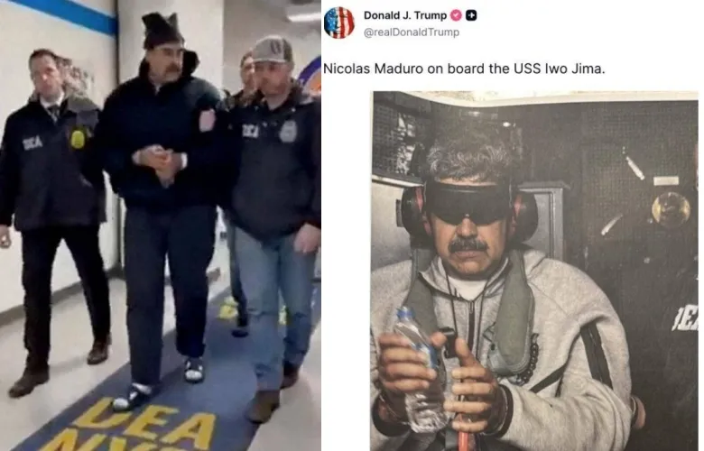 thumbnail - 왼쪽은 백악관 공식 SNS 계정에 공개된 영상 캡처, 오른쪽은 트럼프 대통령이 SNS에 공개한 사진. 뉴욕타임스는 백악관과 트럼프 대통령을 신뢰할 수 없다며 SNS 계정을 캡처한 사진을 지면 보도에 사용했다.